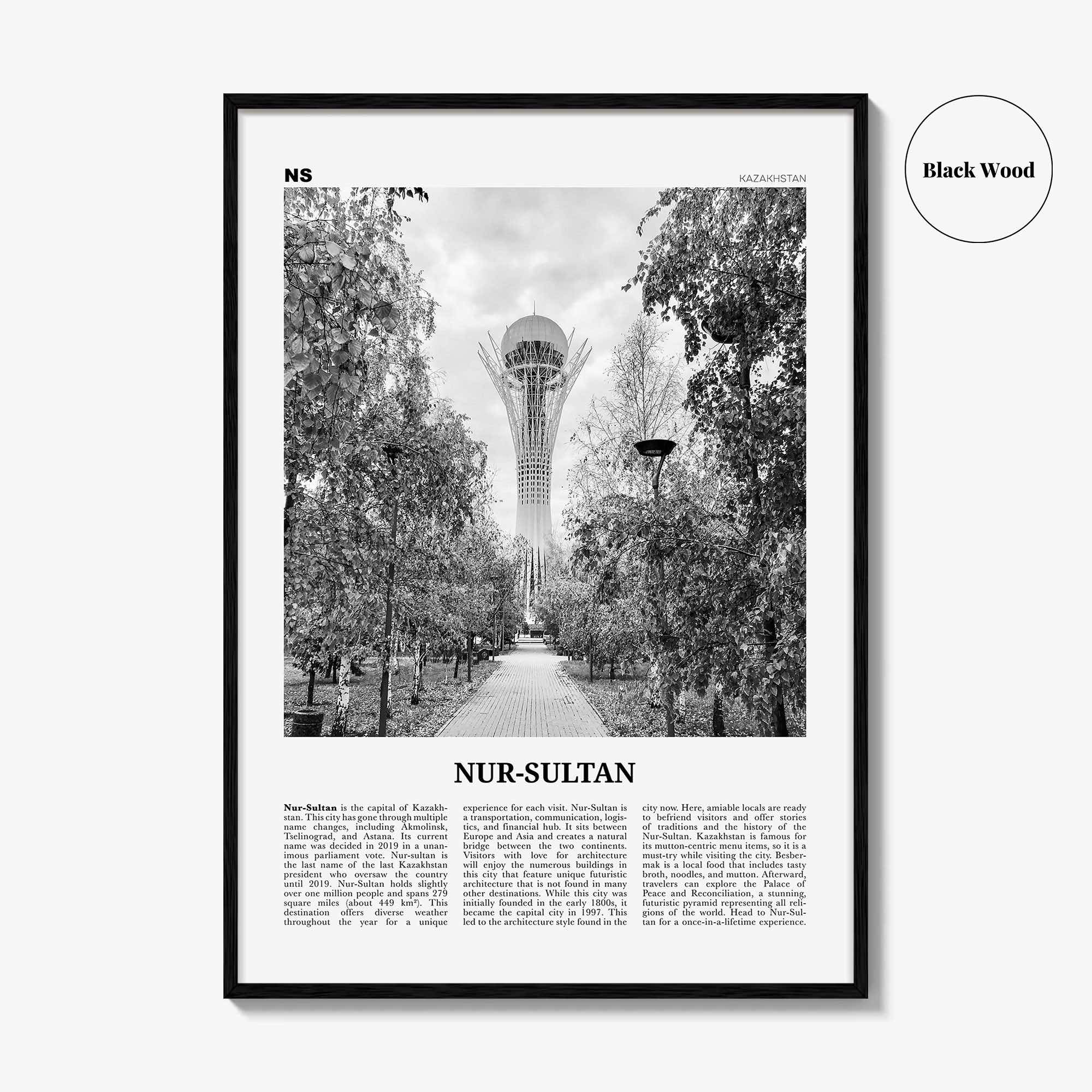 Nur Sultan Print Black and White, Nur-Sultan Wall Art, Nur-Sultan Poster, Nur-Sultan Photo, Nur-Sultan Wall Décor, Kazakhstan
