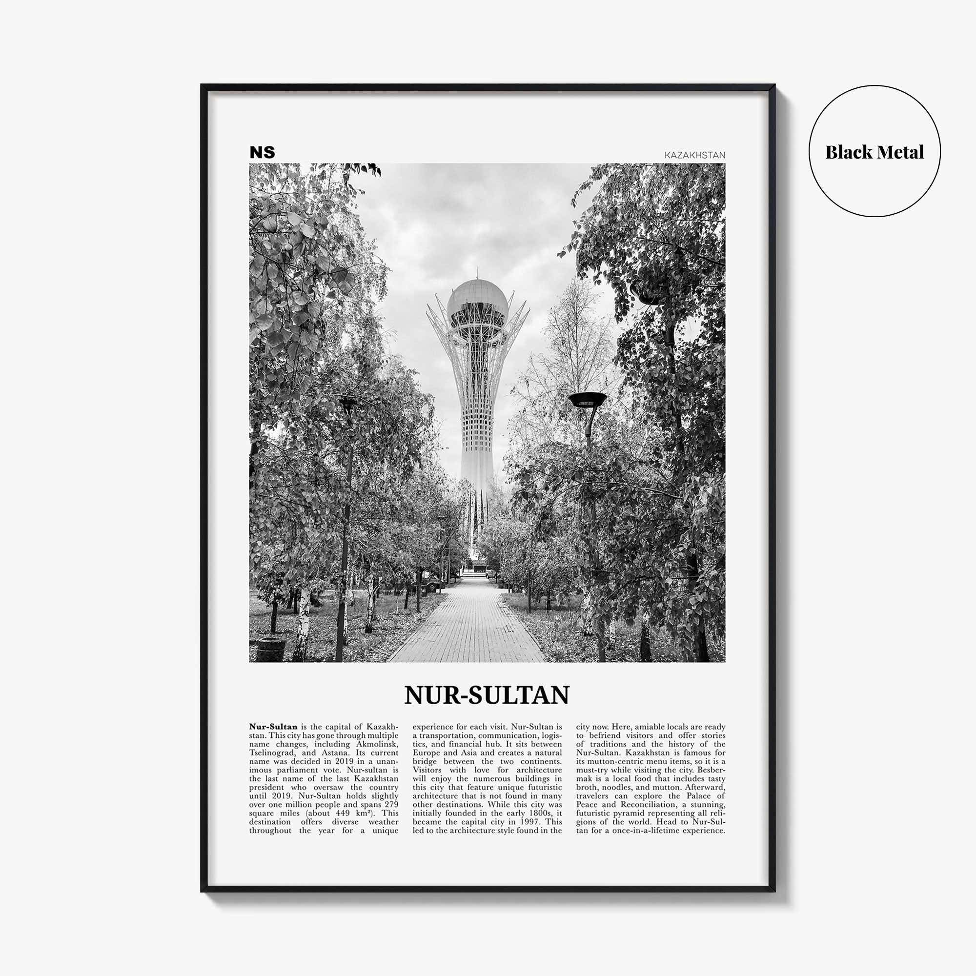 Nur Sultan Print Black and White, Nur-Sultan Wall Art, Nur-Sultan Poster, Nur-Sultan Photo, Nur-Sultan Wall Décor, Kazakhstan