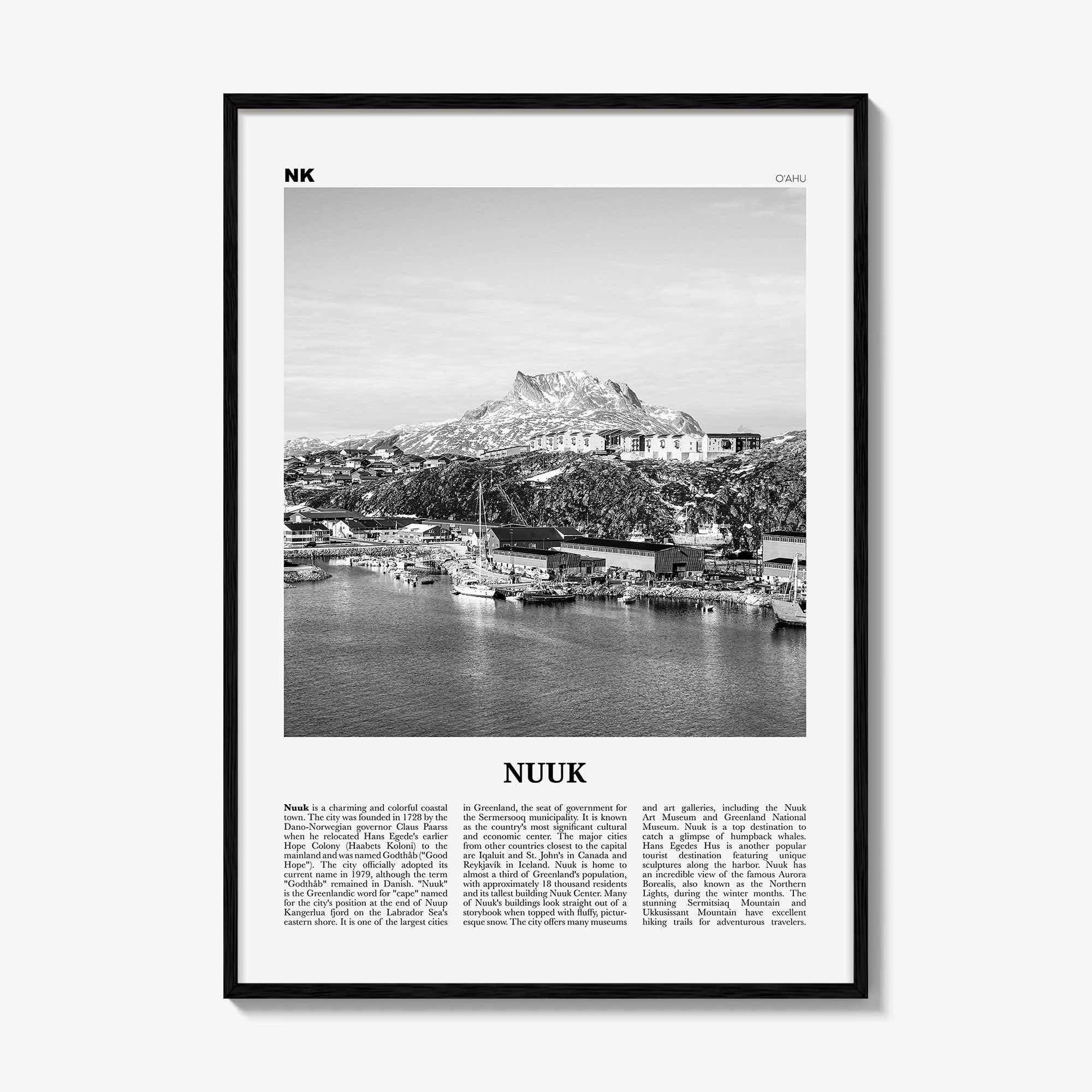 Nuuk Print Black and White, Nuuk Wall Art, Nuuk Poster, Nuuk Photo, Nuuk Wall Décor, Greenland, Godthåb, Grønland