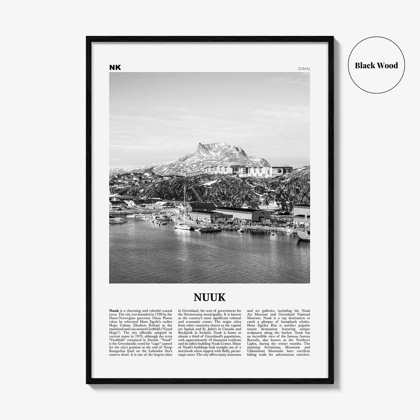 Nuuk Print Black and White, Nuuk Wall Art, Nuuk Poster, Nuuk Photo, Nuuk Wall Décor, Greenland, Godthåb, Grønland
