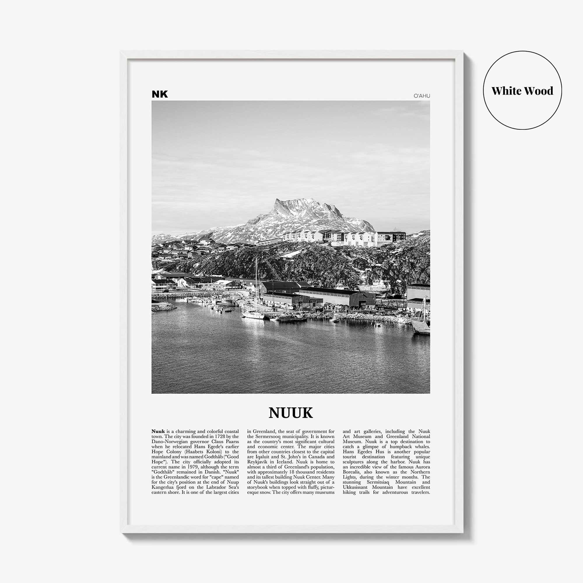 Nuuk Print Black and White, Nuuk Wall Art, Nuuk Poster, Nuuk Photo, Nuuk Wall Décor, Greenland, Godthåb, Grønland