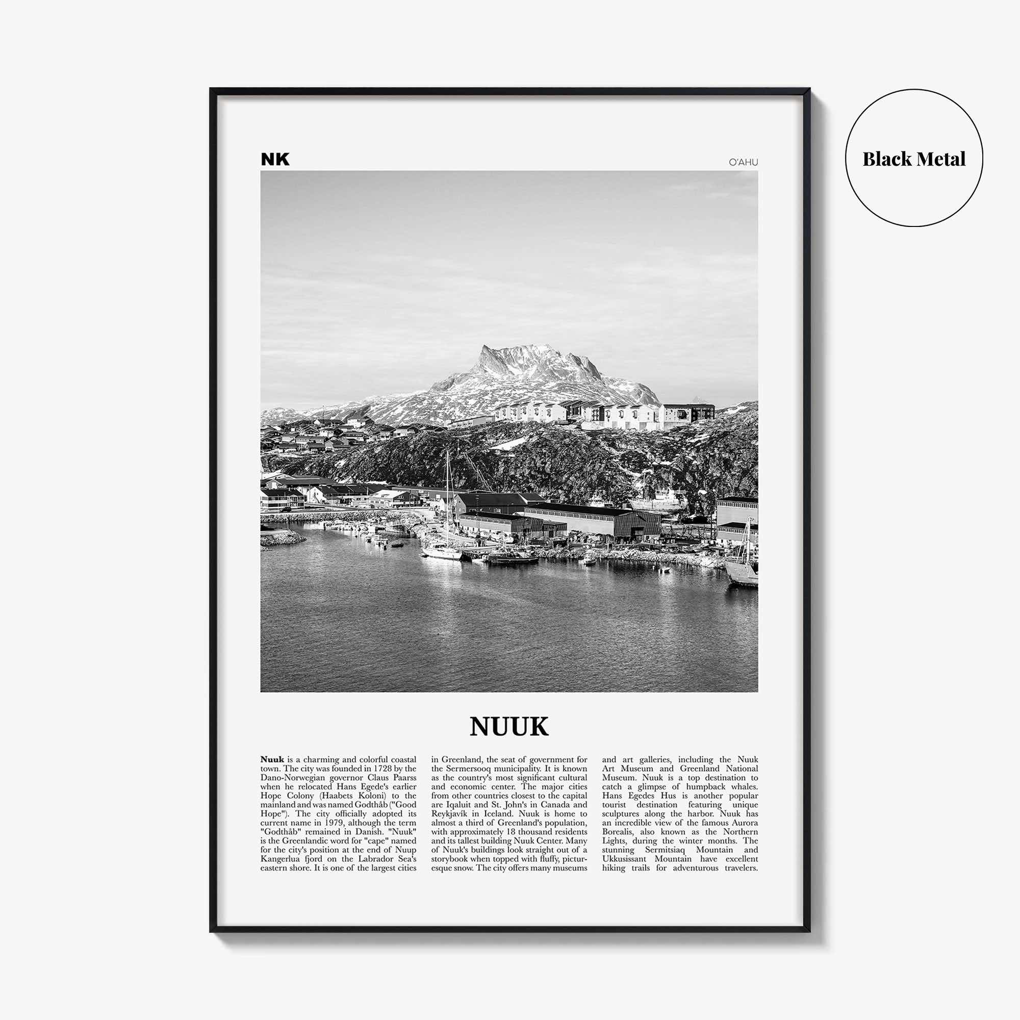 Nuuk Print Black and White, Nuuk Wall Art, Nuuk Poster, Nuuk Photo, Nuuk Wall Décor, Greenland, Godthåb, Grønland