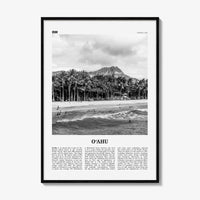 Oahu Print Black and White, O‘ahu Wall Art, O‘ahu Poster, O‘ahu Photo, O‘ahu Map, Oahu, Hawaii, USA, United States