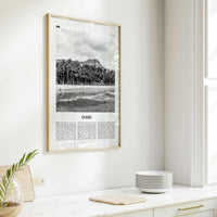 Oahu Print Black and White, O‘ahu Wall Art, O‘ahu Poster, O‘ahu Photo, O‘ahu Map, Oahu, Hawaii, USA, United States