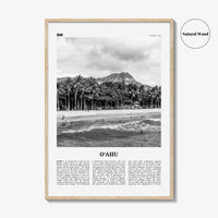 Oahu Print Black and White, O‘ahu Wall Art, O‘ahu Poster, O‘ahu Photo, O‘ahu Map, Oahu, Hawaii, USA, United States