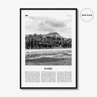 Oahu Print Black and White, O‘ahu Wall Art, O‘ahu Poster, O‘ahu Photo, O‘ahu Map, Oahu, Hawaii, USA, United States