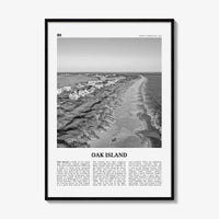Oak Island Print Black and White, Oak Island Wall Art, Oak Island Poster, Oak Island Photo, Oak Island Map, North Carolina, USA