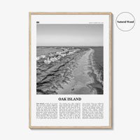 Oak Island Print Black and White, Oak Island Wall Art, Oak Island Poster, Oak Island Photo, Oak Island Map, North Carolina, USA