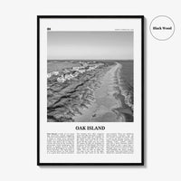 Oak Island Print Black and White, Oak Island Wall Art, Oak Island Poster, Oak Island Photo, Oak Island Map, North Carolina, USA