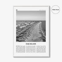 Oak Island Print Black and White, Oak Island Wall Art, Oak Island Poster, Oak Island Photo, Oak Island Map, North Carolina, USA