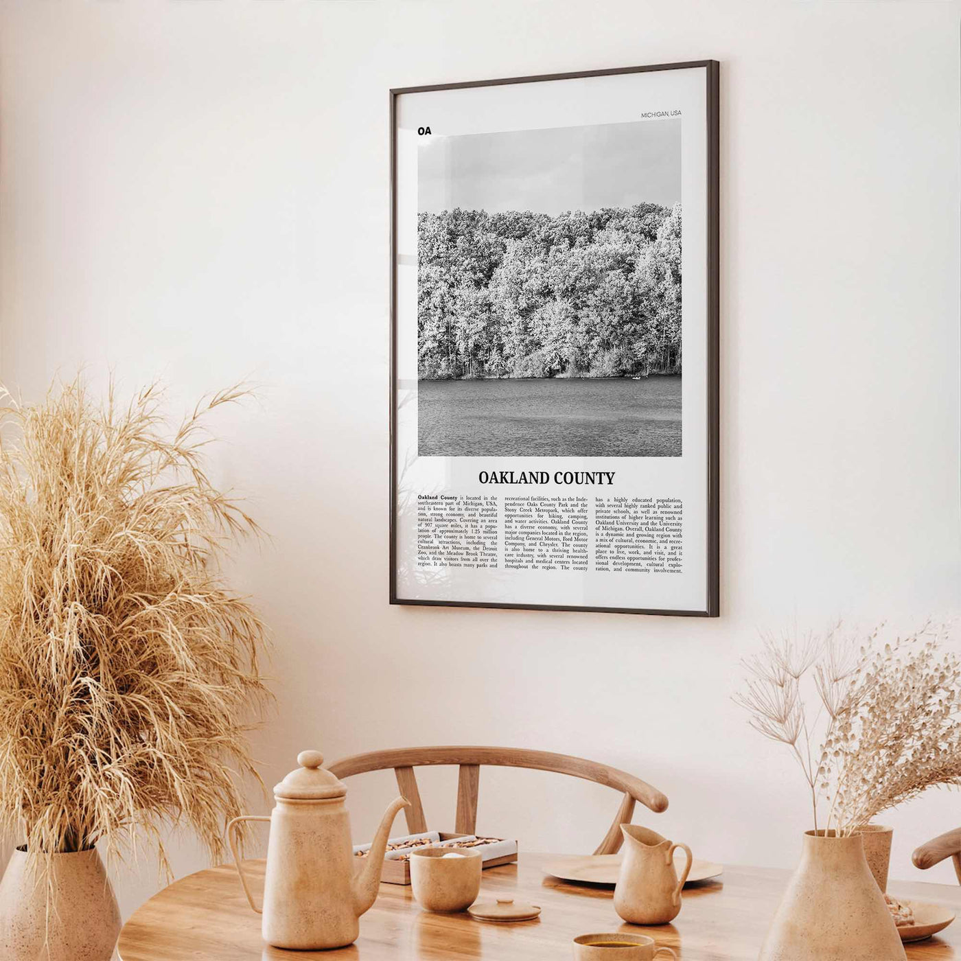 Oakland County Print Black and White, Oakland County Wall Art, Oakland County Poster, Oakland County Photo, Oakland Wall Décor, Oakland Map