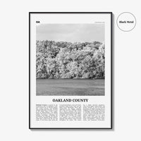 Oakland County Print Black and White, Oakland County Wall Art, Oakland County Poster, Oakland County Photo, Oakland Wall Décor, Oakland Map