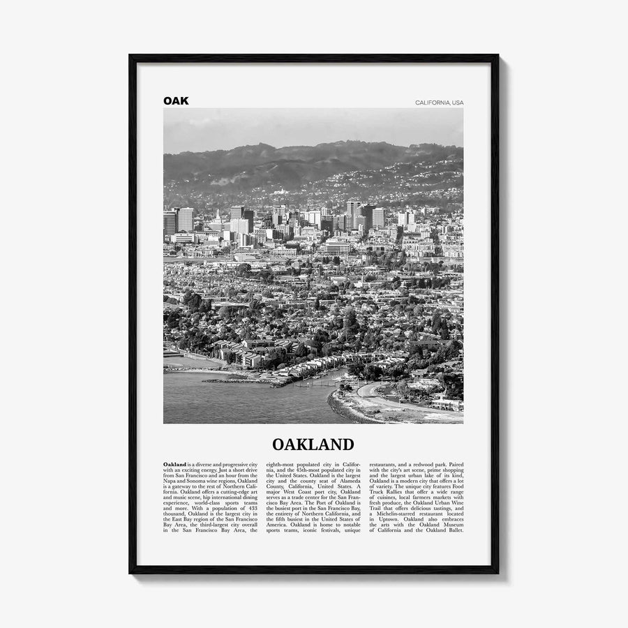 Oakland Print Black and White No 1, Oakland Wall Art, Oakland Poster, Oakland Photo, Oakland Decor, California, USA, United States