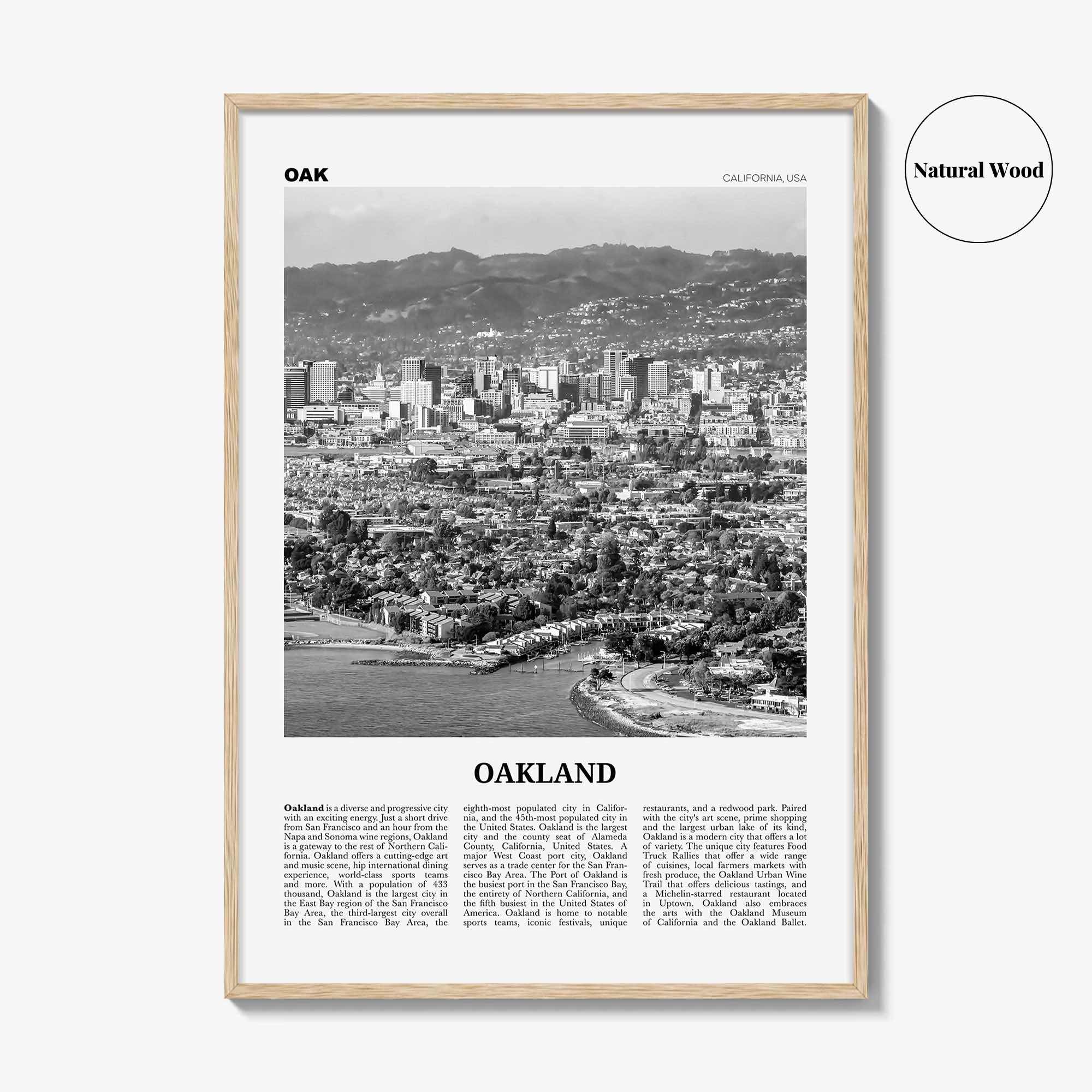 Oakland Print Black and White No 1, Oakland Wall Art, Oakland Poster, Oakland Photo, Oakland Decor, California, USA, United States