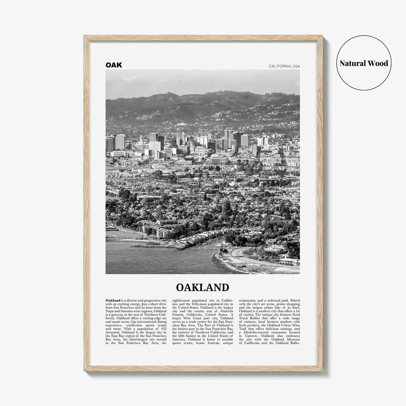 Oakland Print Black and White No 1, Oakland Wall Art, Oakland Poster, Oakland Photo, Oakland Decor, California, USA, United States