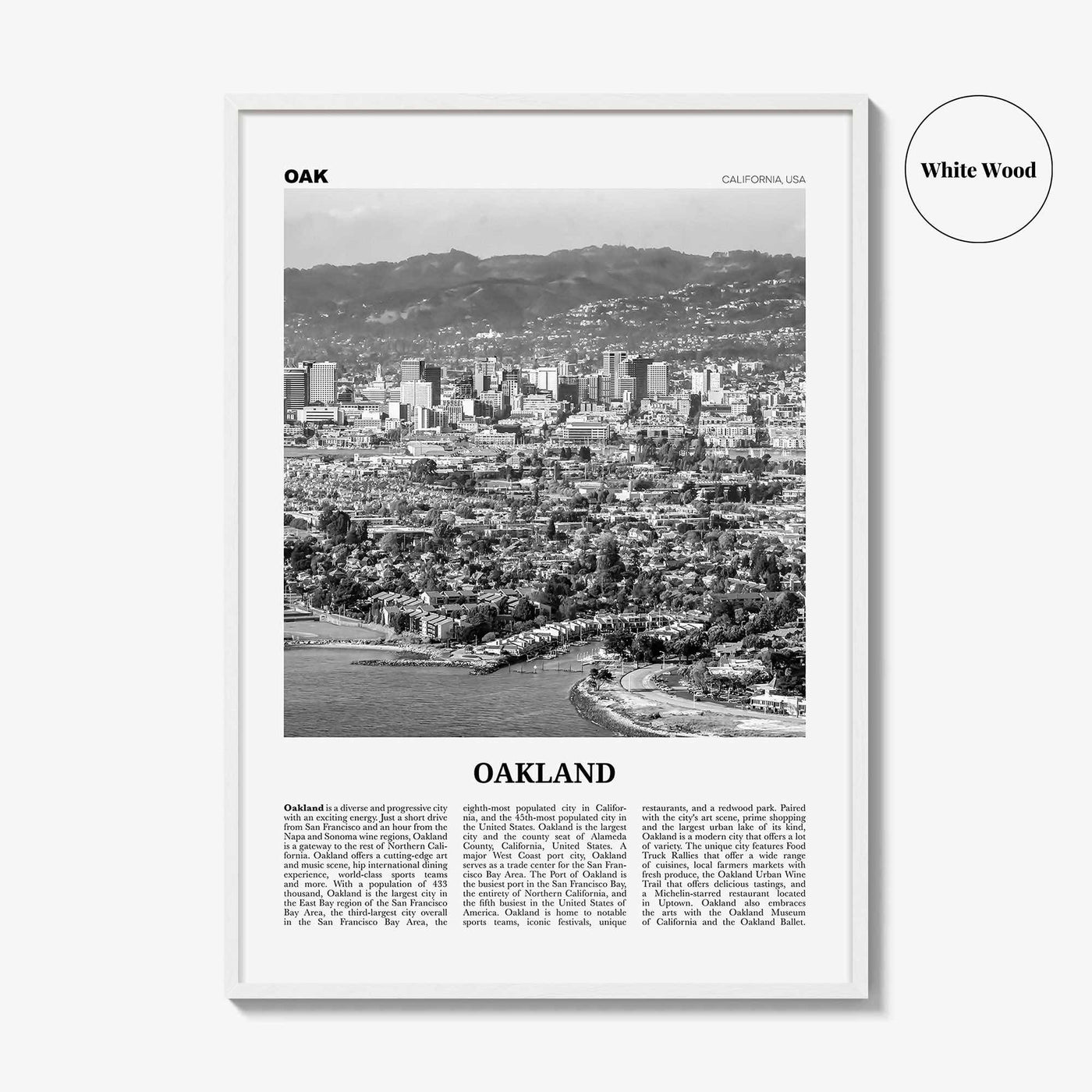 Oakland Print Black and White No 1, Oakland Wall Art, Oakland Poster, Oakland Photo, Oakland Decor, California, USA, United States