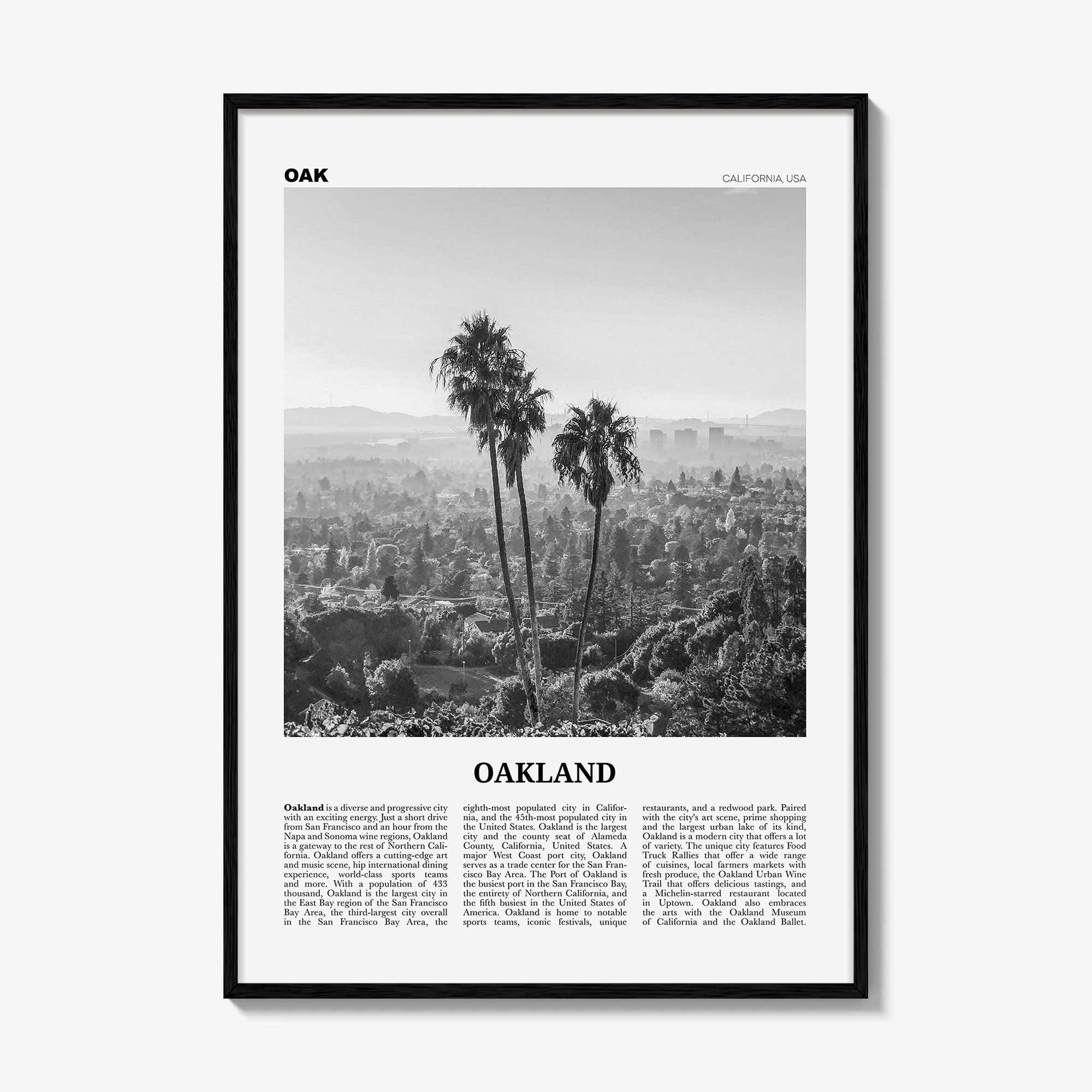Oakland Print Black and White No 2, Oakland Wall Art, Oakland Poster, Oakland Photo, Oakland Decor, California, USA, United States