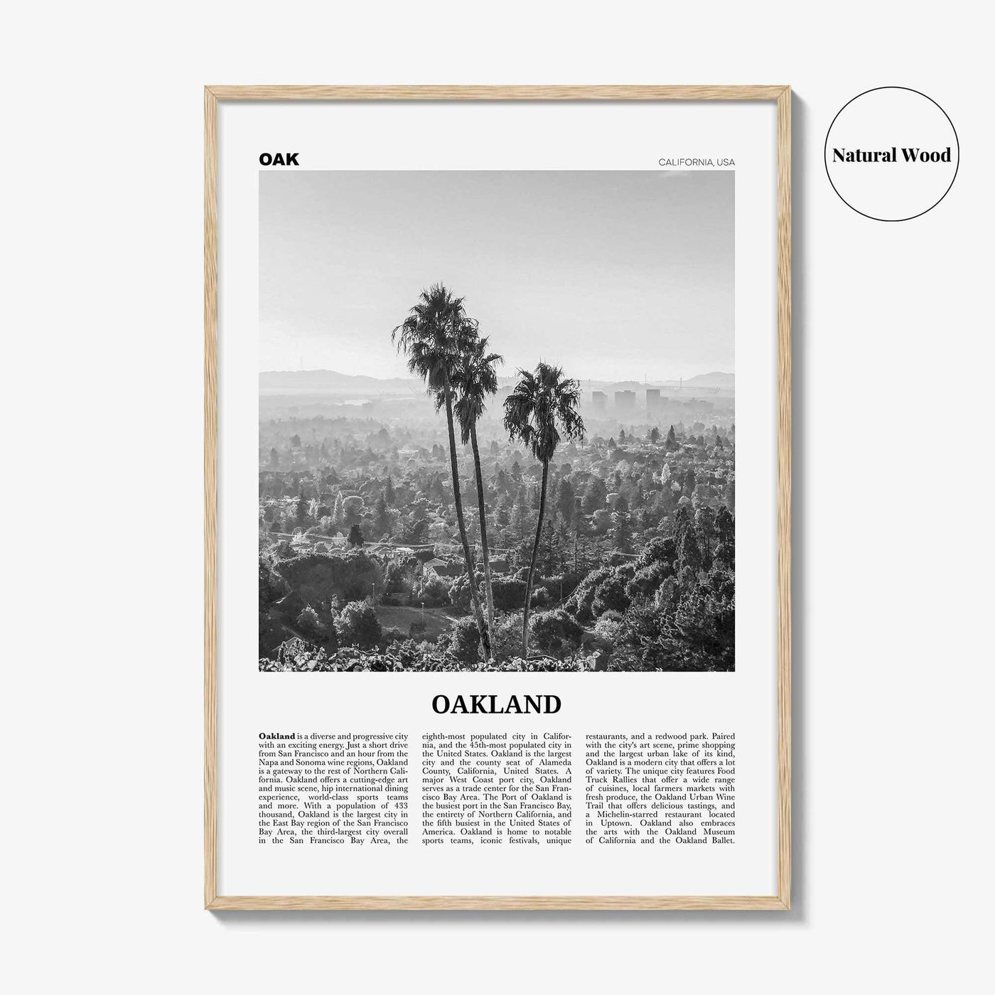 Oakland Print Black and White No 2, Oakland Wall Art, Oakland Poster, Oakland Photo, Oakland Decor, California, USA, United States