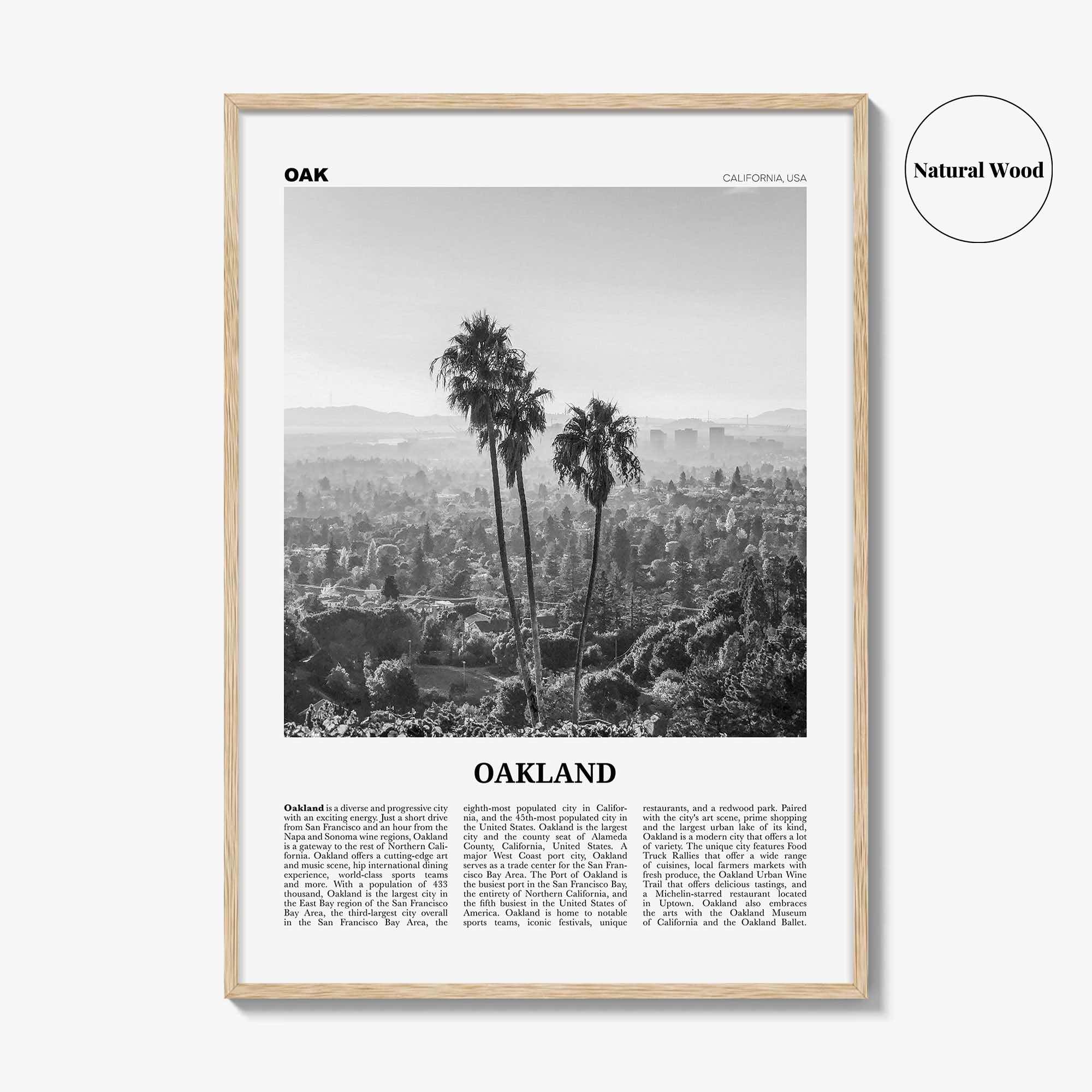 Oakland Print Black and White No 2, Oakland Wall Art, Oakland Poster, Oakland Photo, Oakland Decor, California, USA, United States