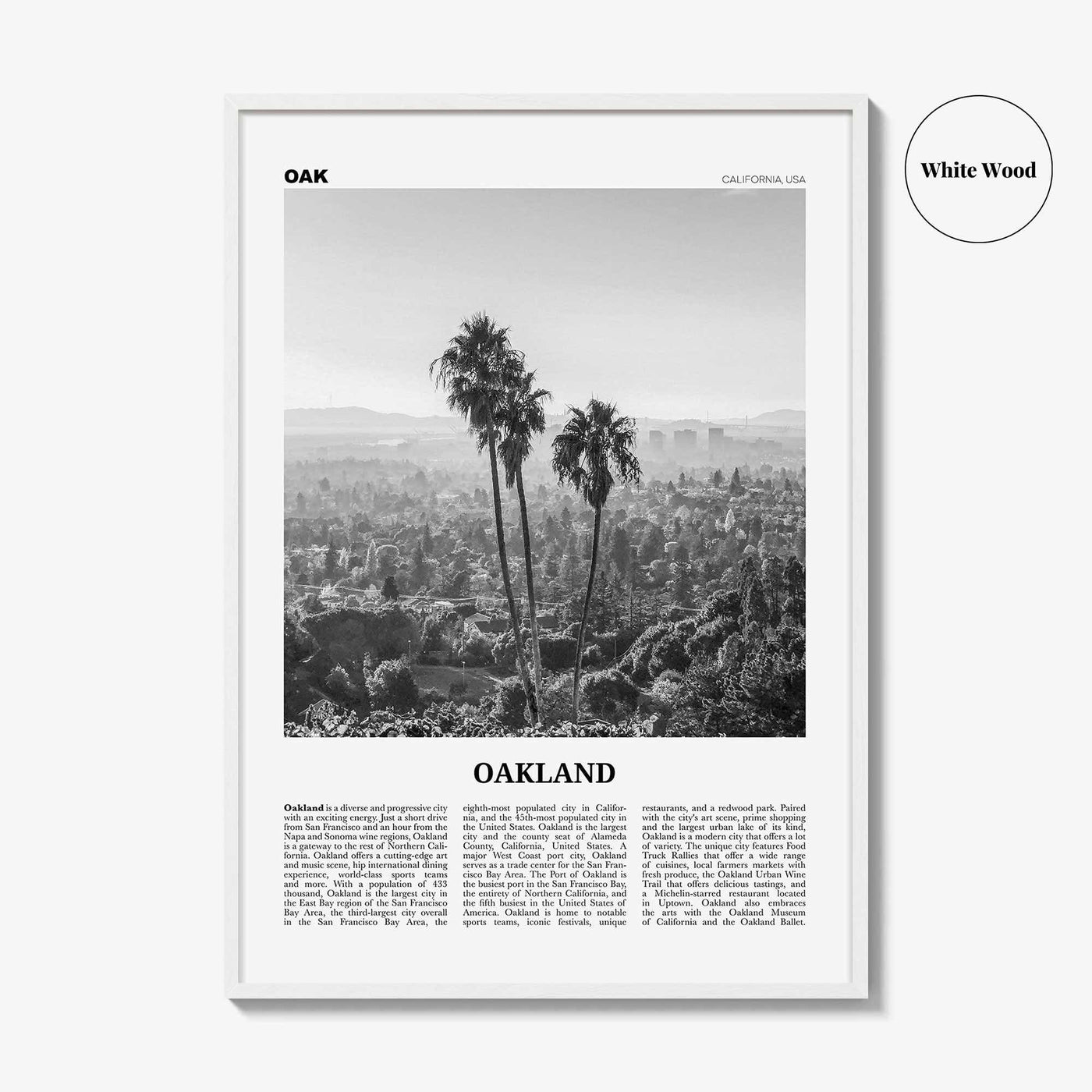 Oakland Print Black and White No 2, Oakland Wall Art, Oakland Poster, Oakland Photo, Oakland Decor, California, USA, United States