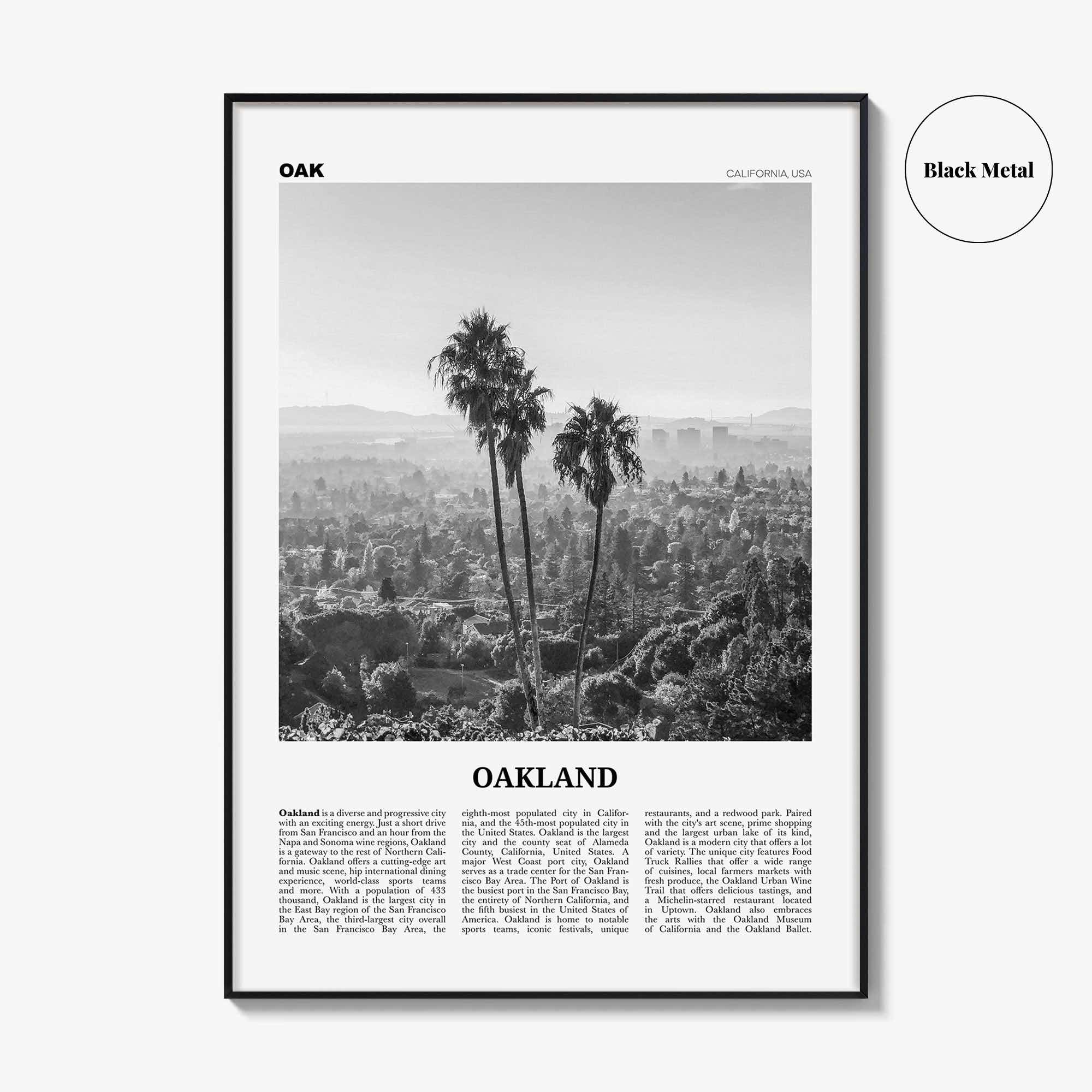 Oakland Print Black and White No 2, Oakland Wall Art, Oakland Poster, Oakland Photo, Oakland Decor, California, USA, United States
