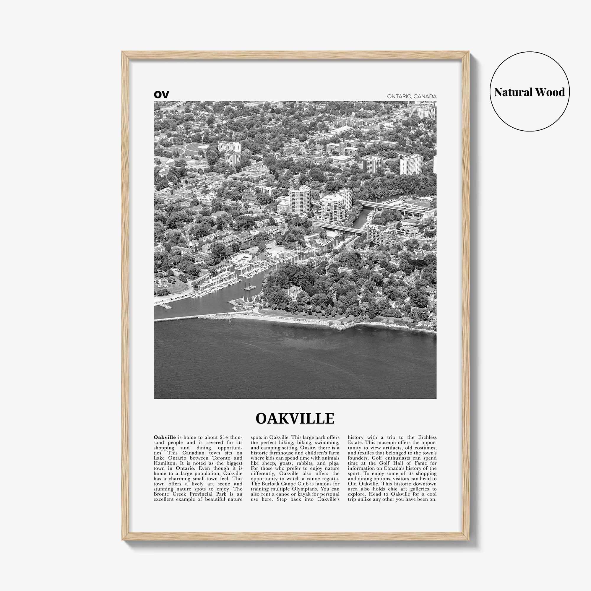 Oakville Print Black and White, Oakville Wall Art, Oakville Poster, Oakville Photo, Oakville Wall Décor, Oakville Map, Ontario, Canada