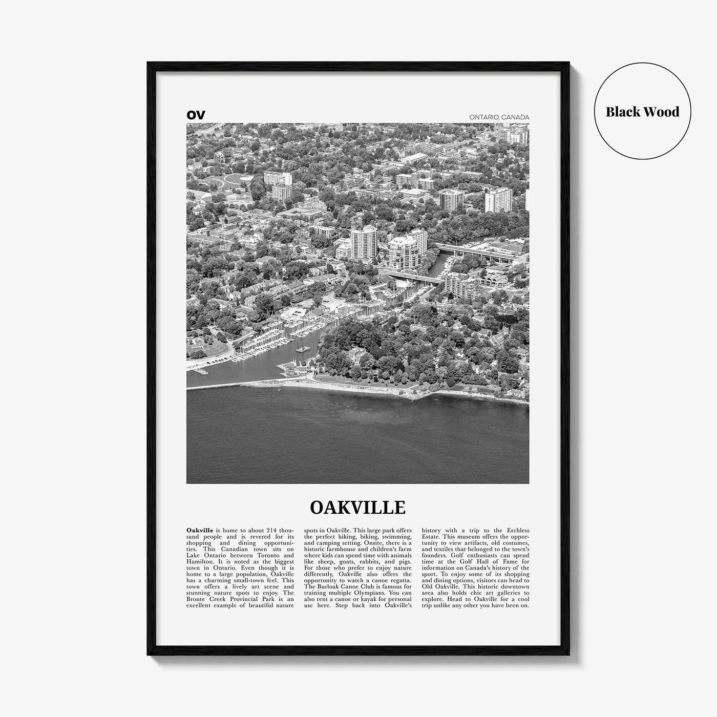 Oakville Print Black and White, Oakville Wall Art, Oakville Poster, Oakville Photo, Oakville Wall Décor, Oakville Map, Ontario, Canada