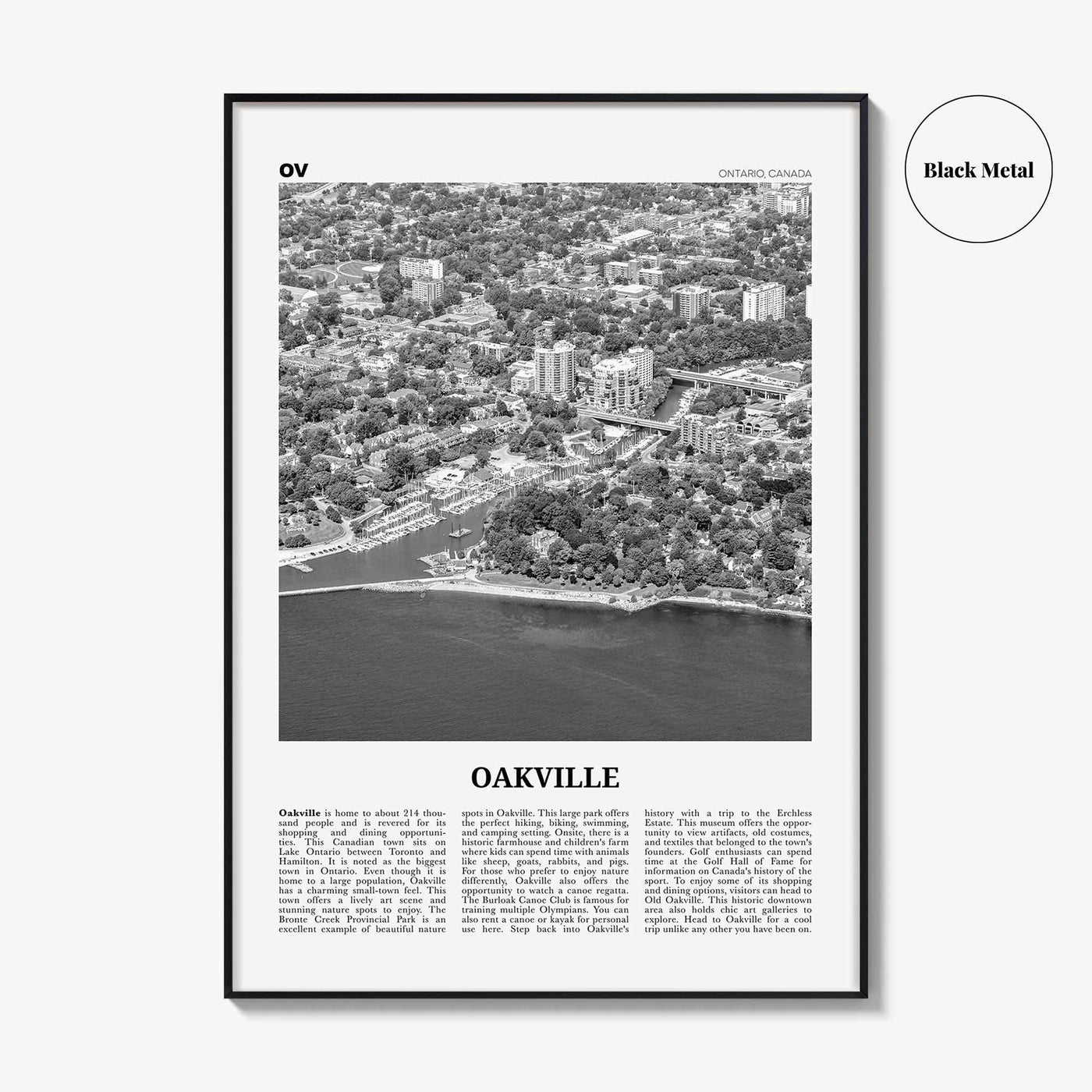 Oakville Print Black and White, Oakville Wall Art, Oakville Poster, Oakville Photo, Oakville Wall Décor, Oakville Map, Ontario, Canada