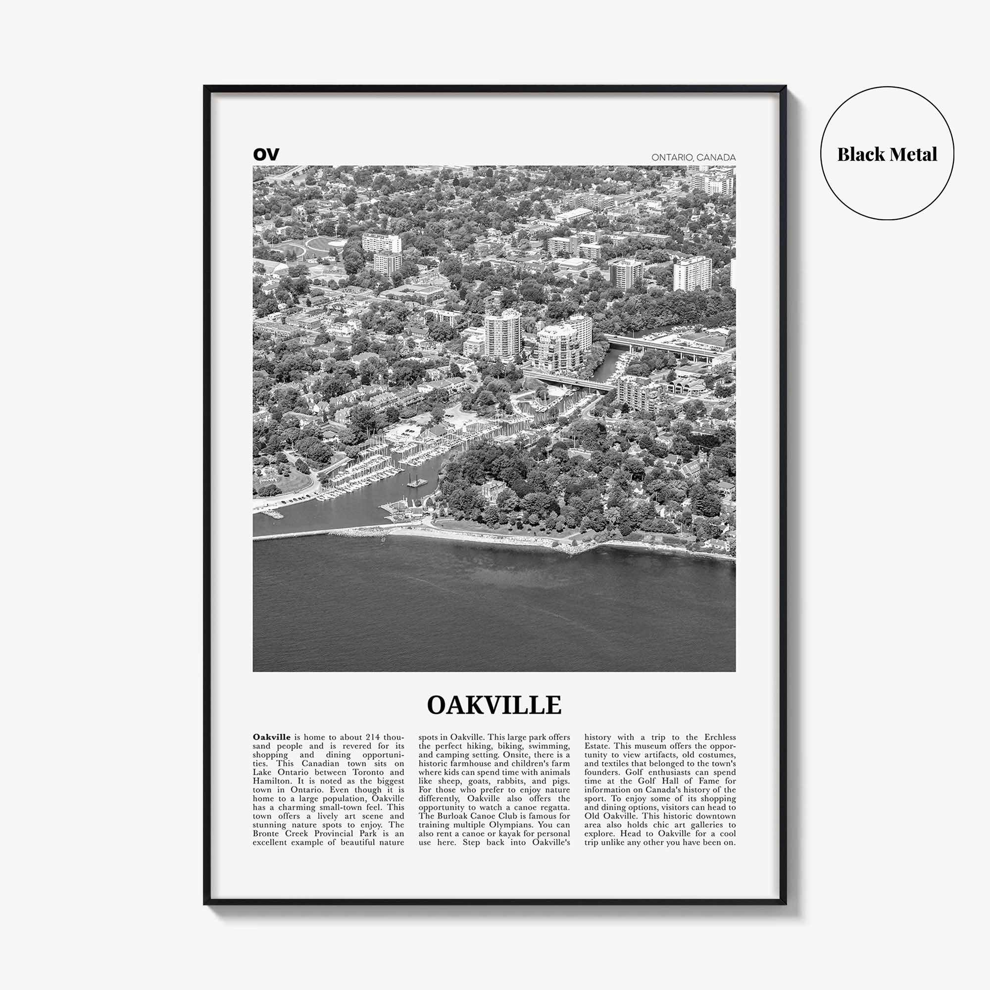 Oakville Print Black and White, Oakville Wall Art, Oakville Poster, Oakville Photo, Oakville Wall Décor, Oakville Map, Ontario, Canada