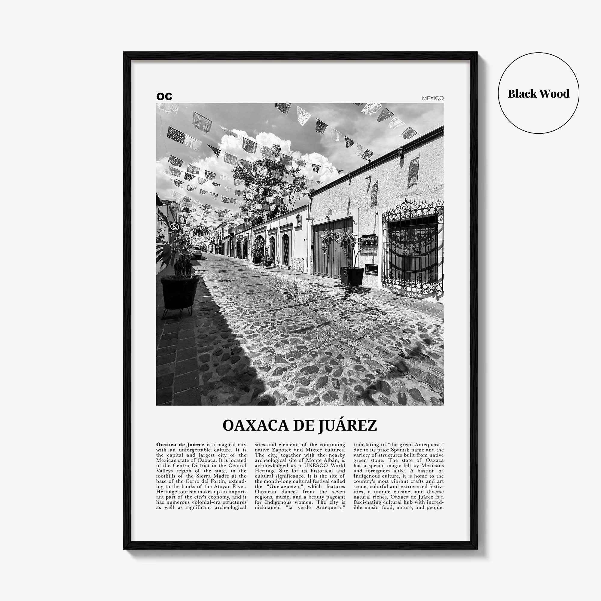 Oaxaca De Juarez Print Black and White, Oaxaca Wall Art, Oaxaca Poster, Oaxaca Photo, Oaxaca Wall Decor, Mexico, Oaxaca de Juarez