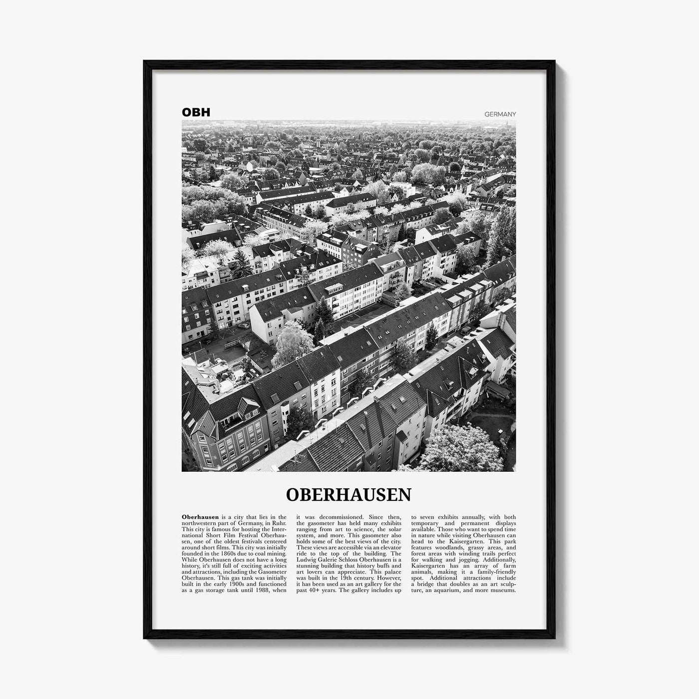 Oberhausen Print Black and White, Oberhausen Wall Art, Oberhausen Poster, Oberhausen Photo, Oberhausen Wall Décor, Oberhausen Map, Germany