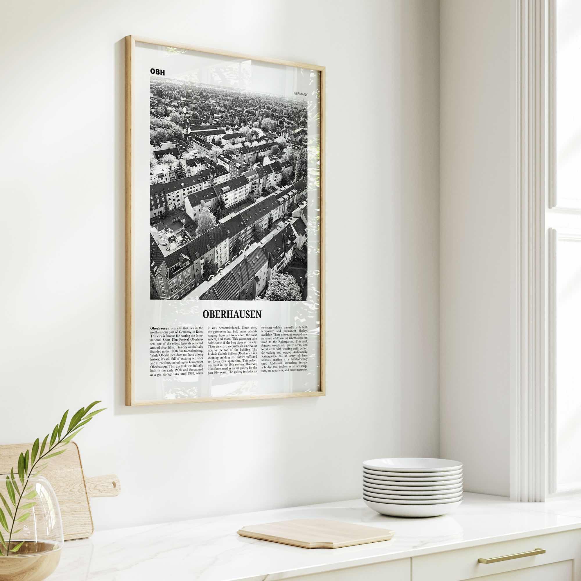 Oberhausen Print Black and White, Oberhausen Wall Art, Oberhausen Poster, Oberhausen Photo, Oberhausen Wall Décor, Oberhausen Map, Germany