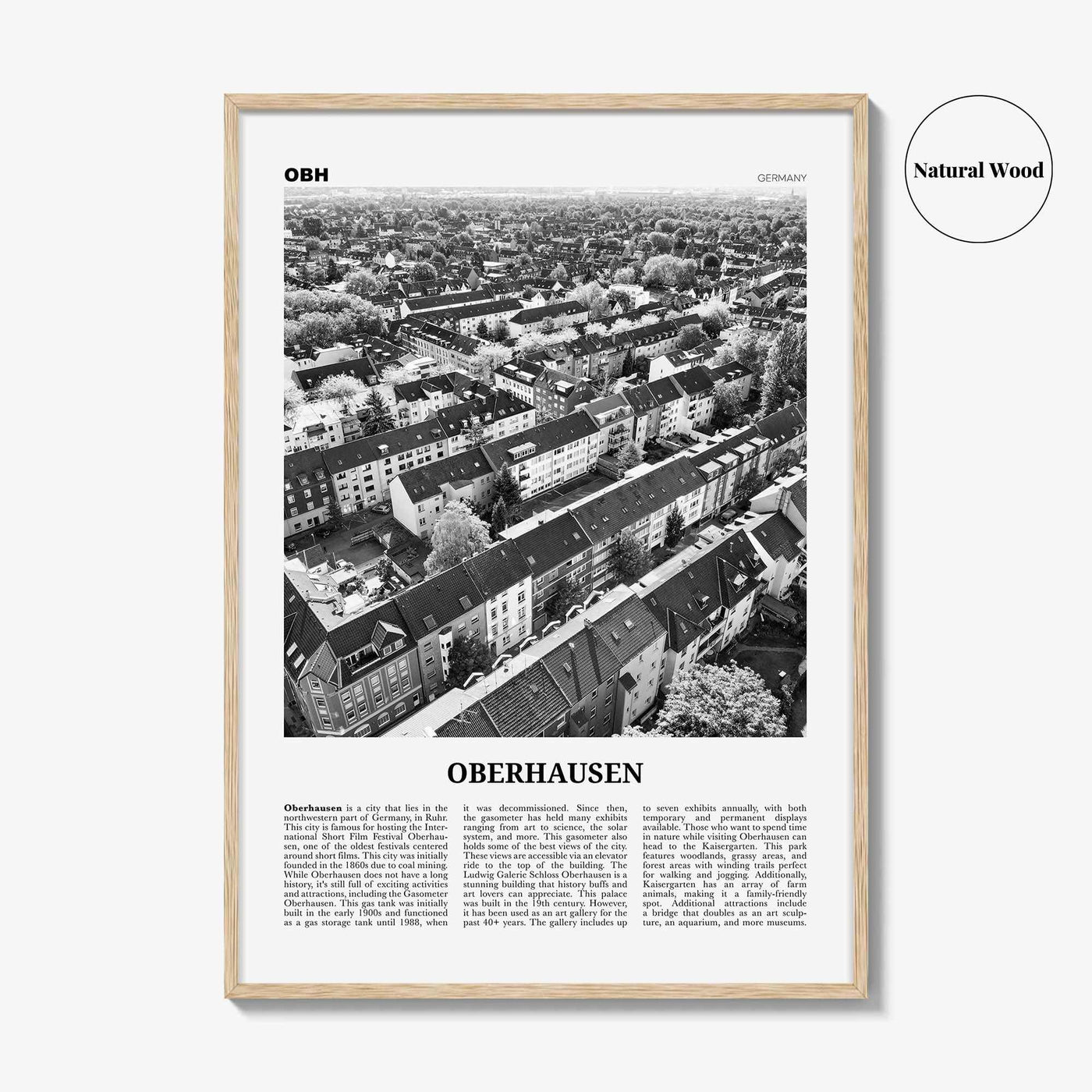 Oberhausen Print Black and White, Oberhausen Wall Art, Oberhausen Poster, Oberhausen Photo, Oberhausen Wall Décor, Oberhausen Map, Germany