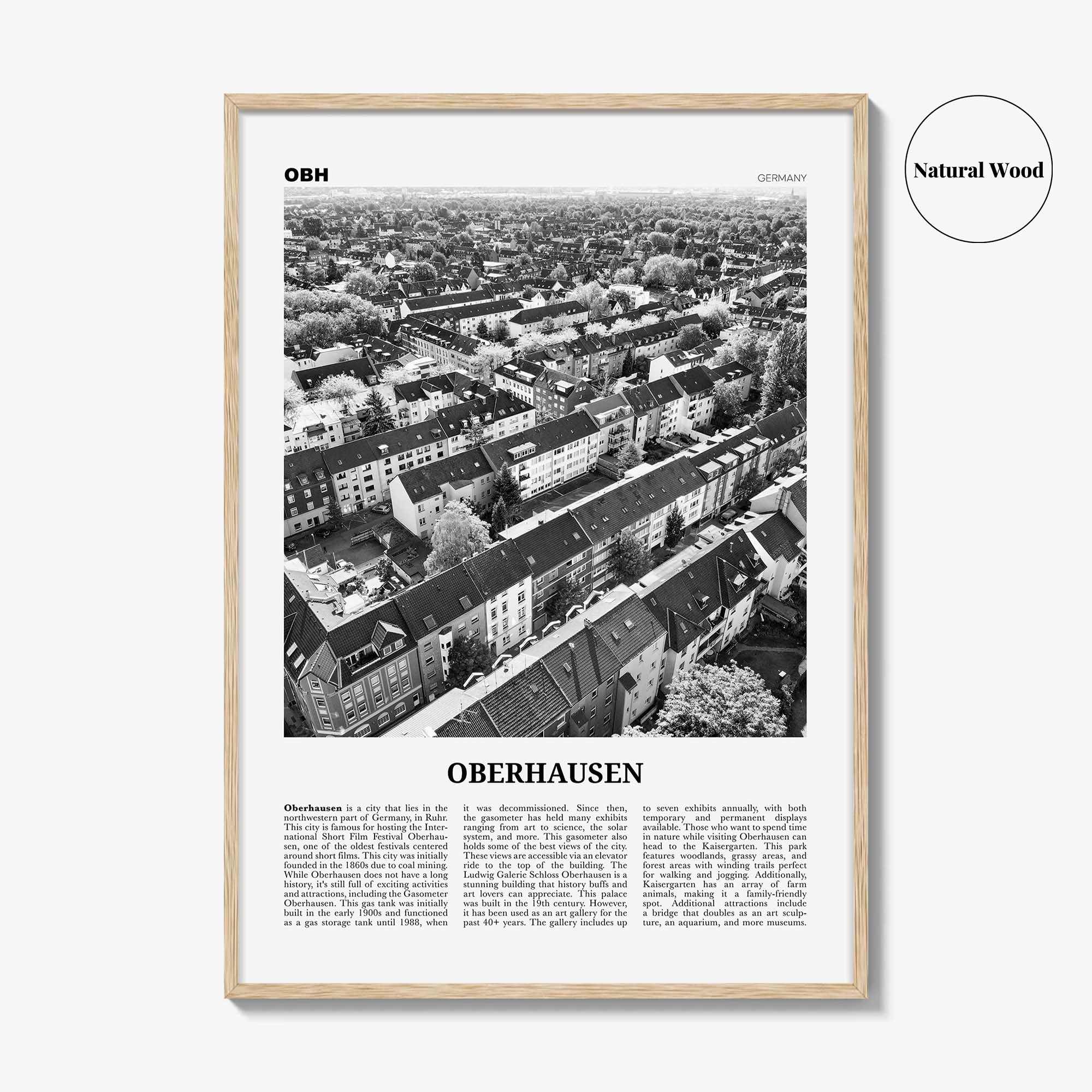 Oberhausen Print Black and White, Oberhausen Wall Art, Oberhausen Poster, Oberhausen Photo, Oberhausen Wall Décor, Oberhausen Map, Germany