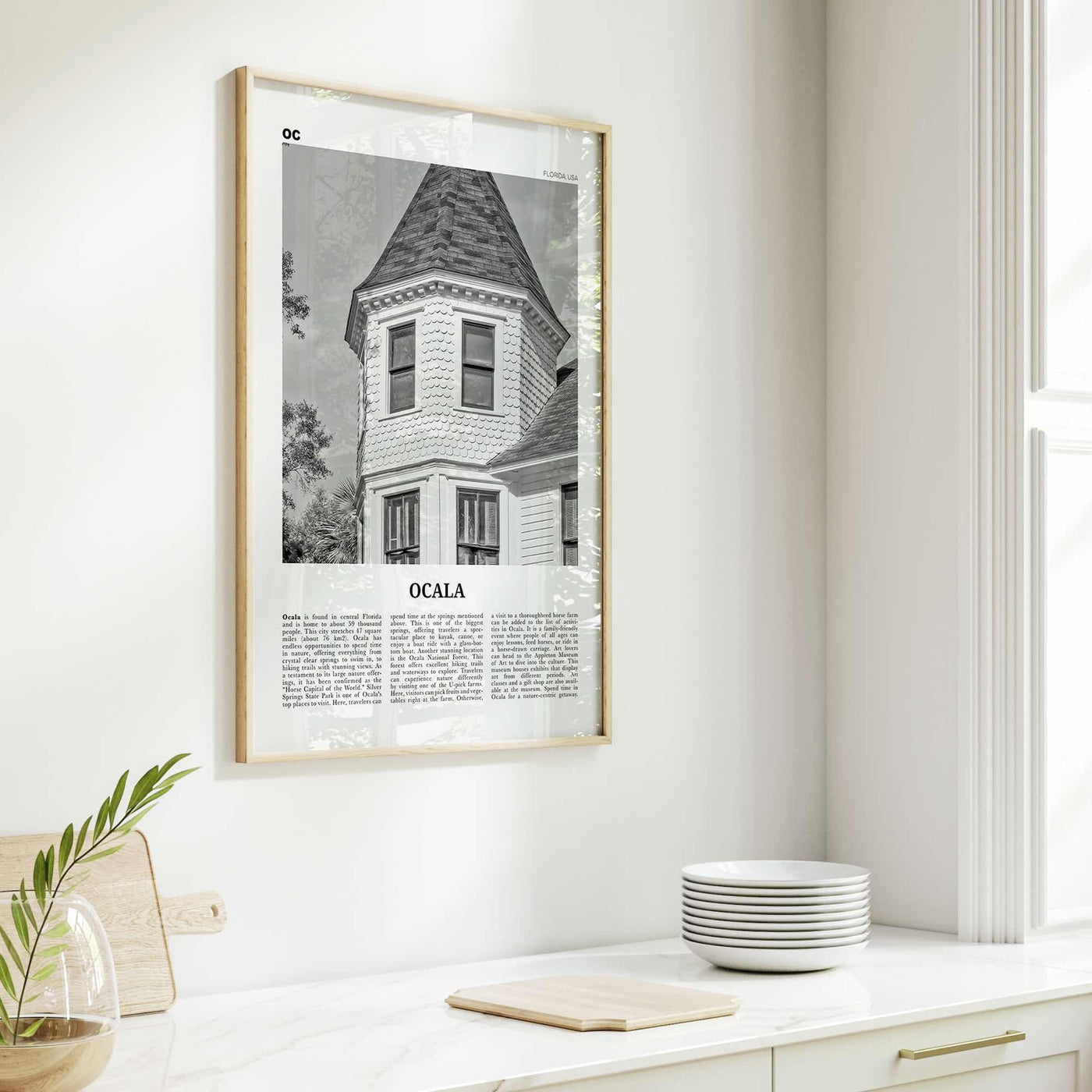 Ocala Print Black and White, Ocala Wall Art, Ocala Poster, Ocala Photo, Ocala Wall Décor, Ocala Map, Florida, USA