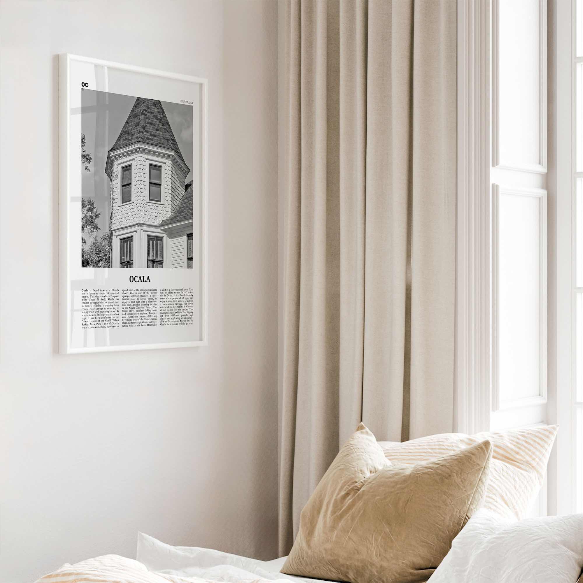 Ocala Print Black and White, Ocala Wall Art, Ocala Poster, Ocala Photo, Ocala Wall Décor, Ocala Map, Florida, USA