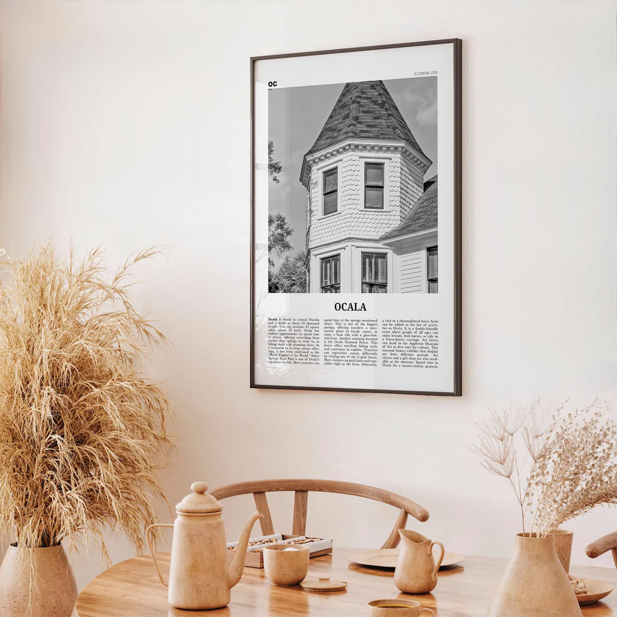 Ocala Print Black and White, Ocala Wall Art, Ocala Poster, Ocala Photo, Ocala Wall Décor, Ocala Map, Florida, USA