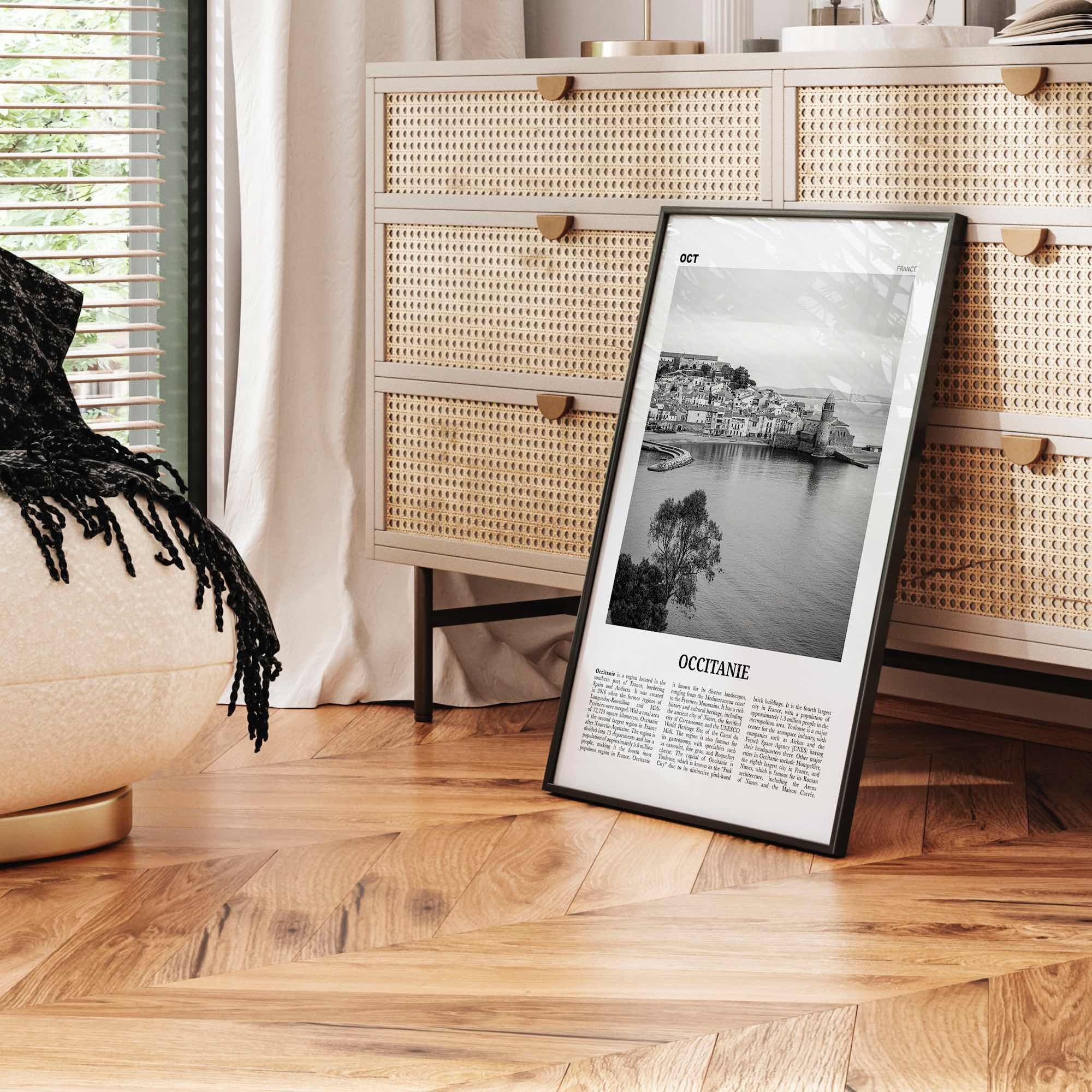 Occitanie Print Black and White, Occitanie Wall Art, Occitanie Poster, Occitanie Photo, Occitanie Wall Décor, Occitanie Map, France