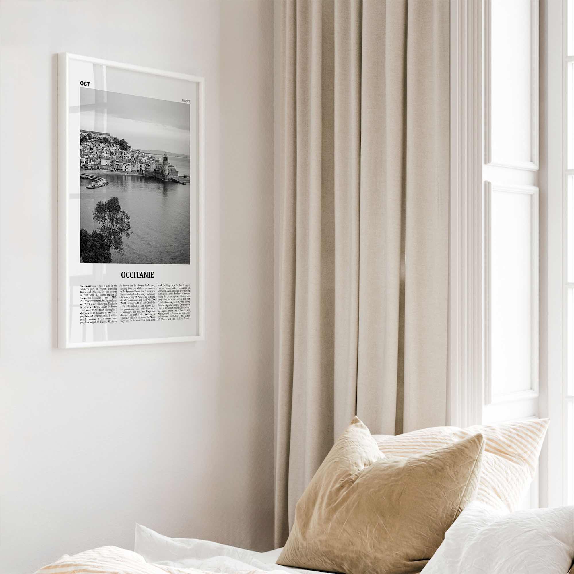 Occitanie Print Black and White, Occitanie Wall Art, Occitanie Poster, Occitanie Photo, Occitanie Wall Décor, Occitanie Map, France