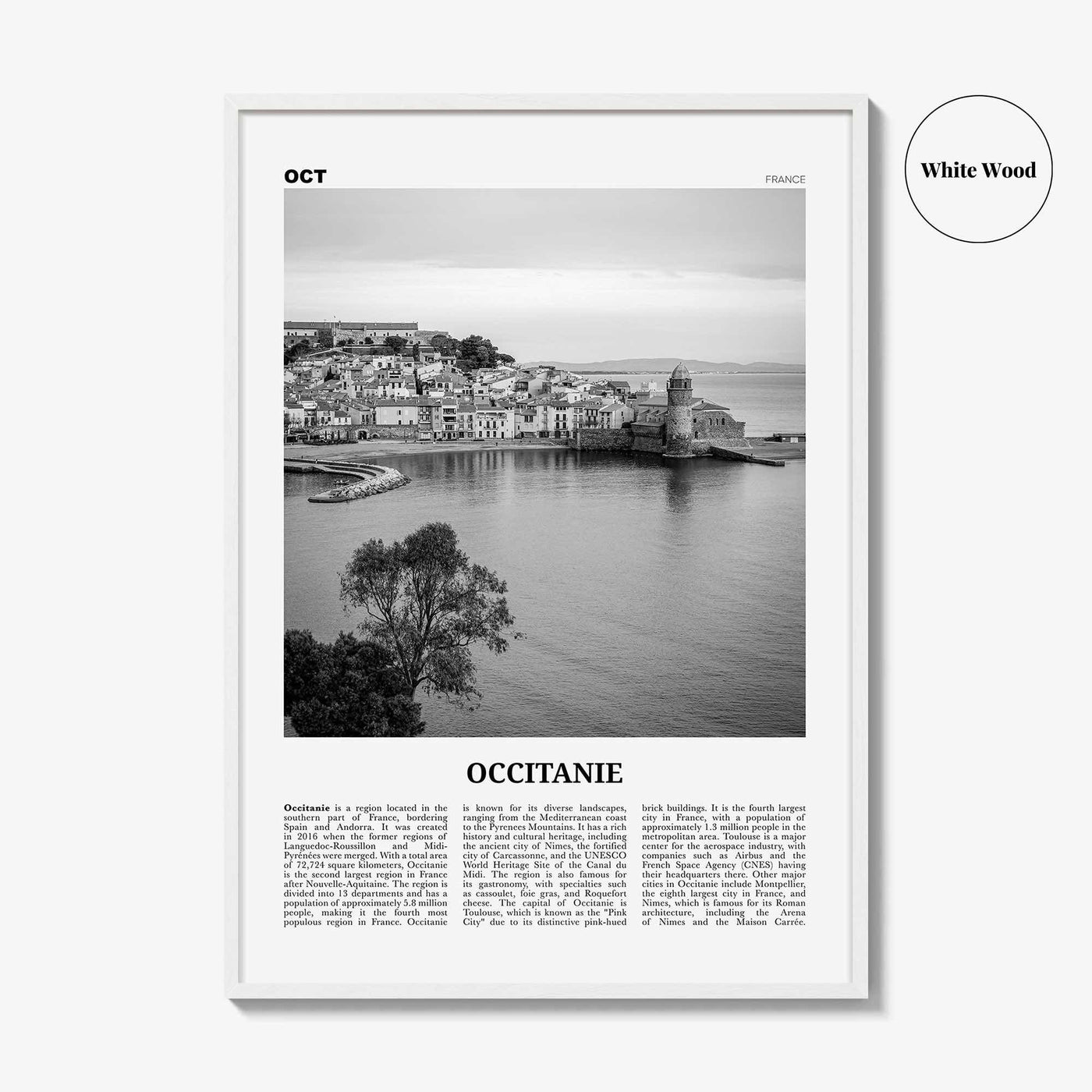 Occitanie Print Black and White, Occitanie Wall Art, Occitanie Poster, Occitanie Photo, Occitanie Wall Décor, Occitanie Map, France