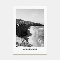 Ocean Beach Portrait B&W Poster