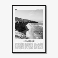 Ocean Beach Print Black and White, Ocean Beach Wall Art, Ocean Beach Poster, Ocean Beach Photo, San Diego, California, USA, United States