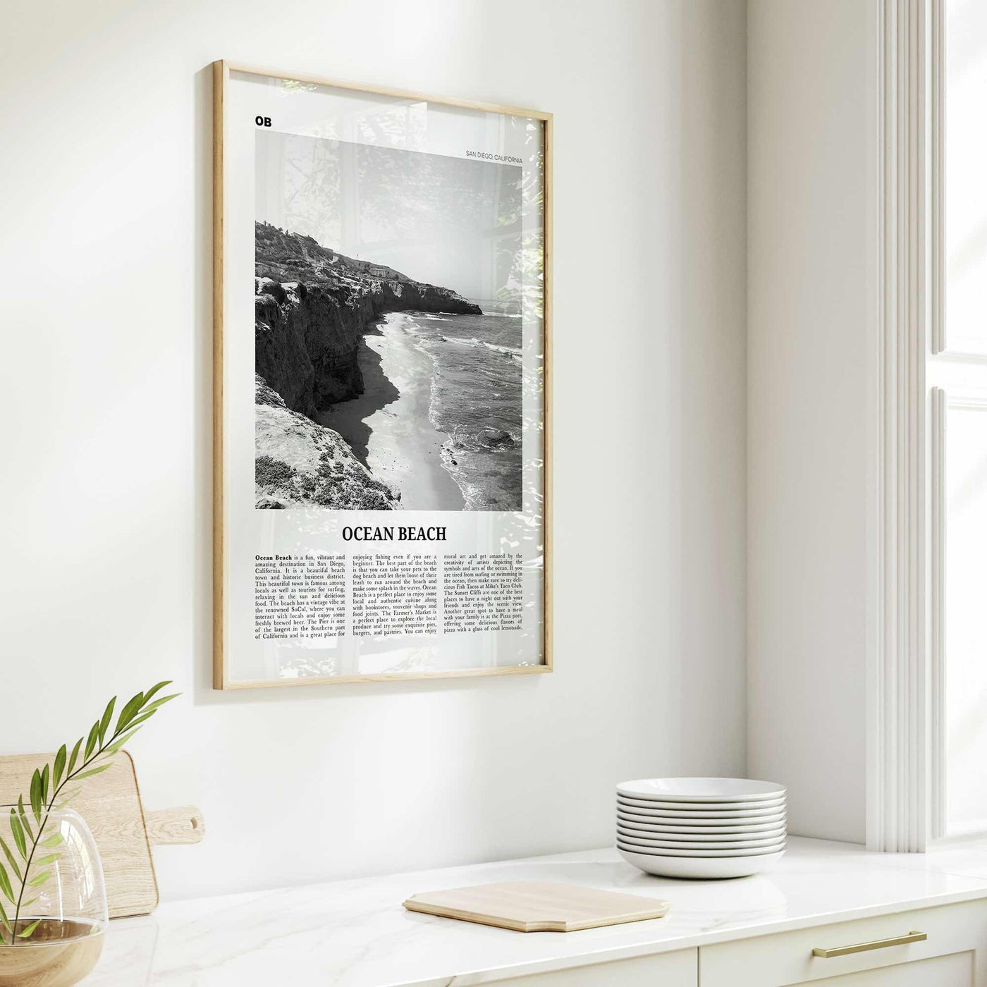 Ocean Beach Print Black and White, Ocean Beach Wall Art, Ocean Beach Poster, Ocean Beach Photo, San Diego, California, USA, United States