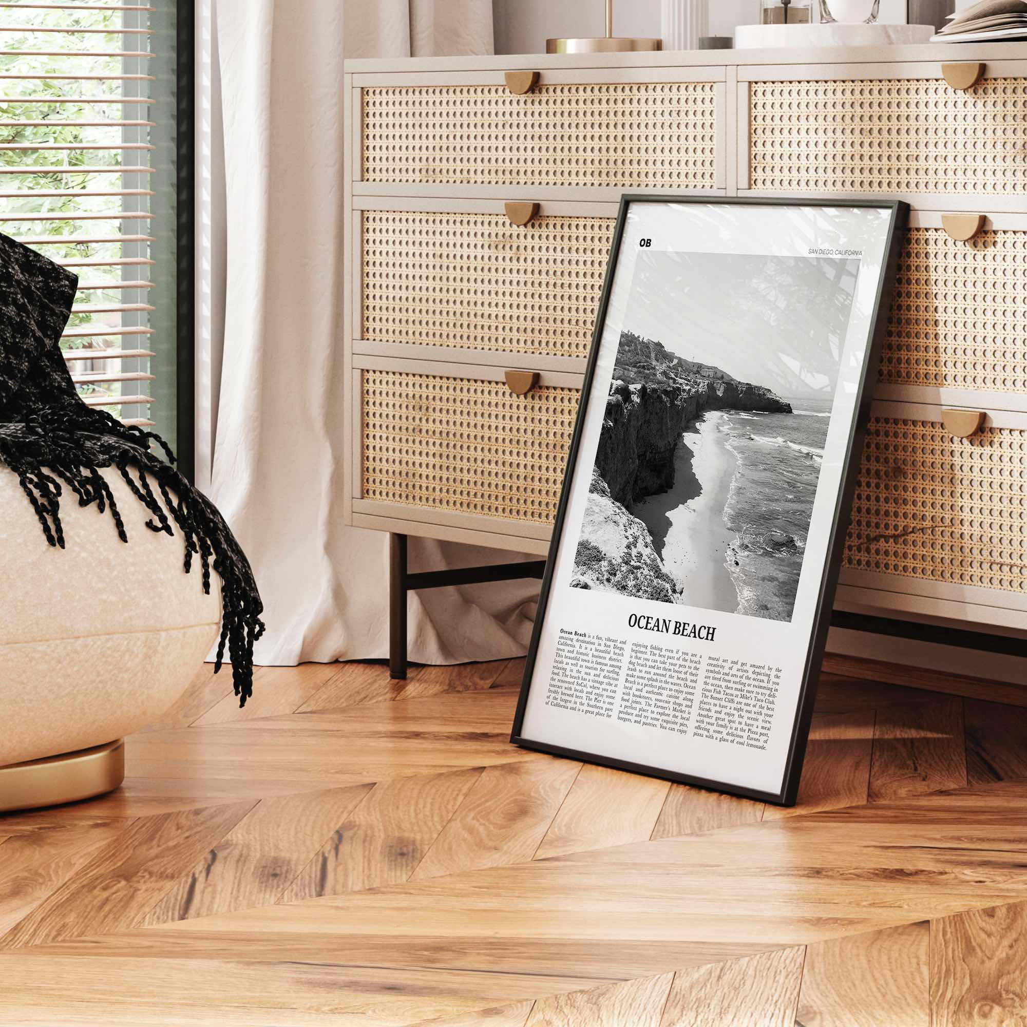 Ocean Beach Print Black and White, Ocean Beach Wall Art, Ocean Beach Poster, Ocean Beach Photo, San Diego, California, USA, United States