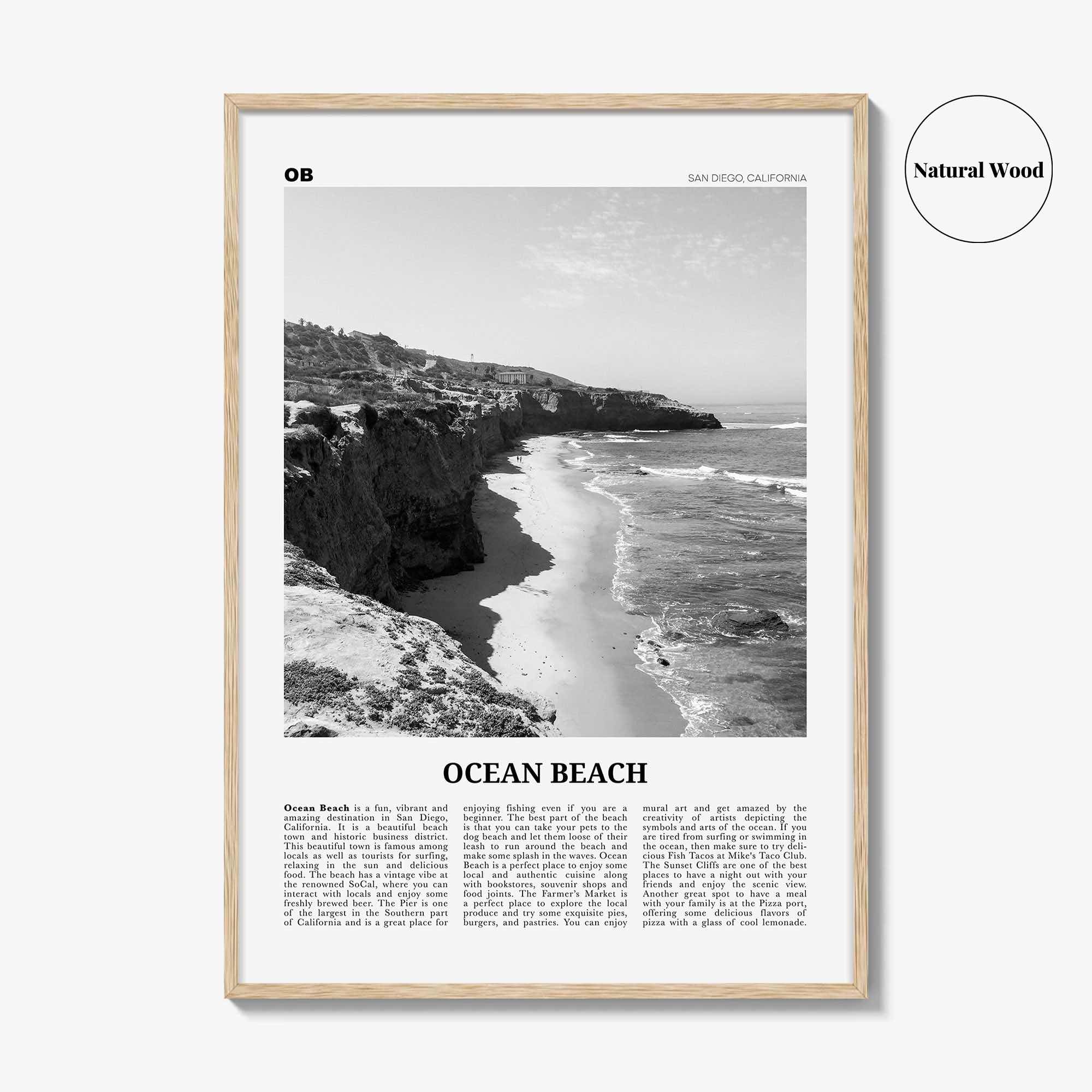 Ocean Beach Print Black and White, Ocean Beach Wall Art, Ocean Beach Poster, Ocean Beach Photo, San Diego, California, USA, United States