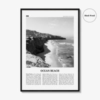 Ocean Beach Print Black and White, Ocean Beach Wall Art, Ocean Beach Poster, Ocean Beach Photo, San Diego, California, USA, United States