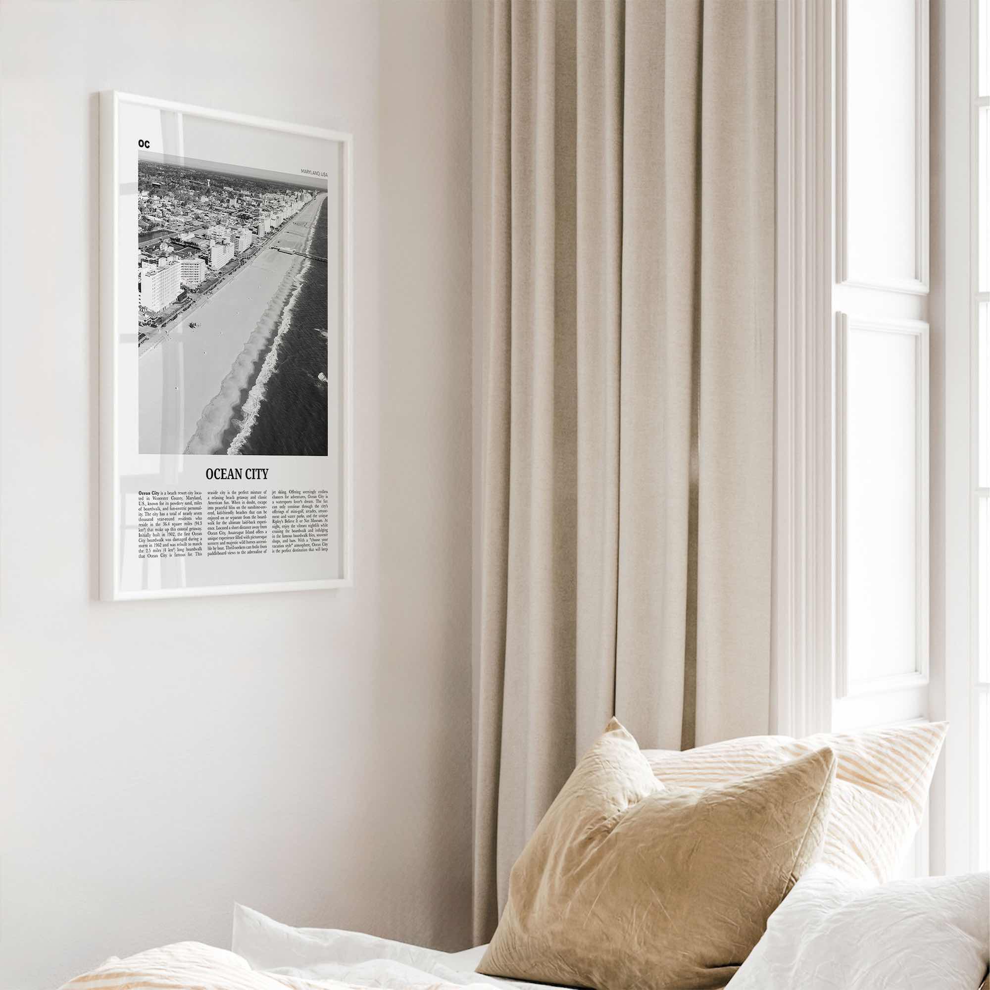 Ocean City Print Black and White Maryland, Ocean City Wall Art, Ocean City Poster, Ocean City Photo, Ocean City Décor, USA, United States