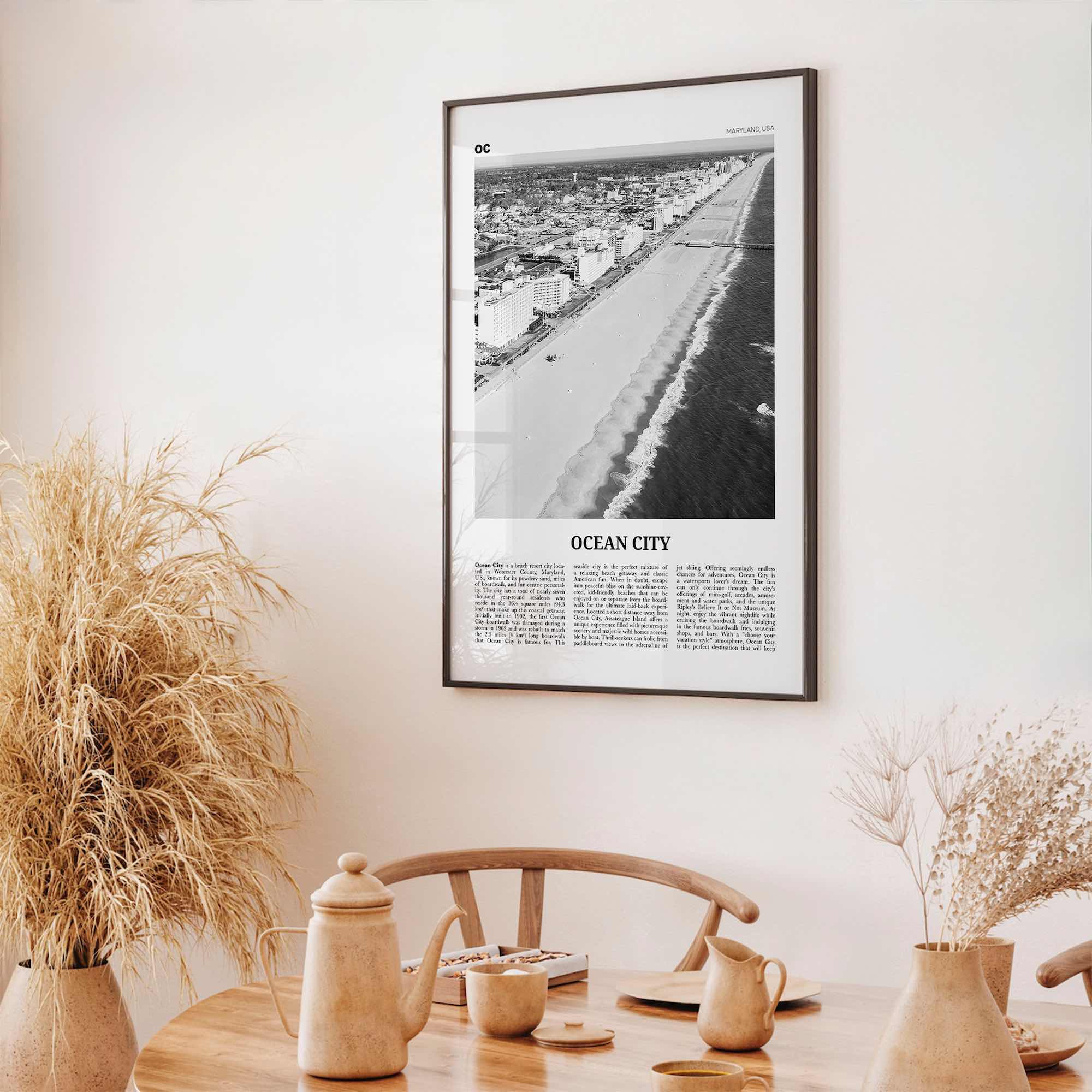 Ocean City Print Black and White Maryland, Ocean City Wall Art, Ocean City Poster, Ocean City Photo, Ocean City Décor, USA, United States