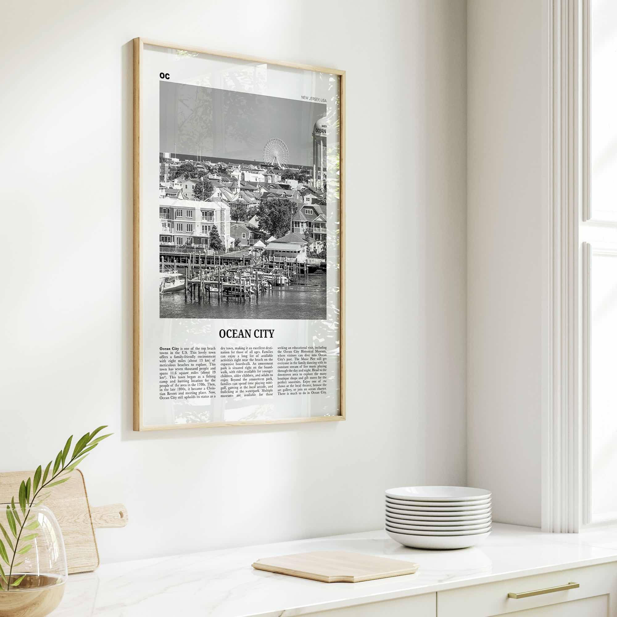 Ocean City Print Black and White New Jersey No 1, Ocean City Wall Art, Ocean City Poster, Ocean City Photo, Ocean City Wall Décor, USA