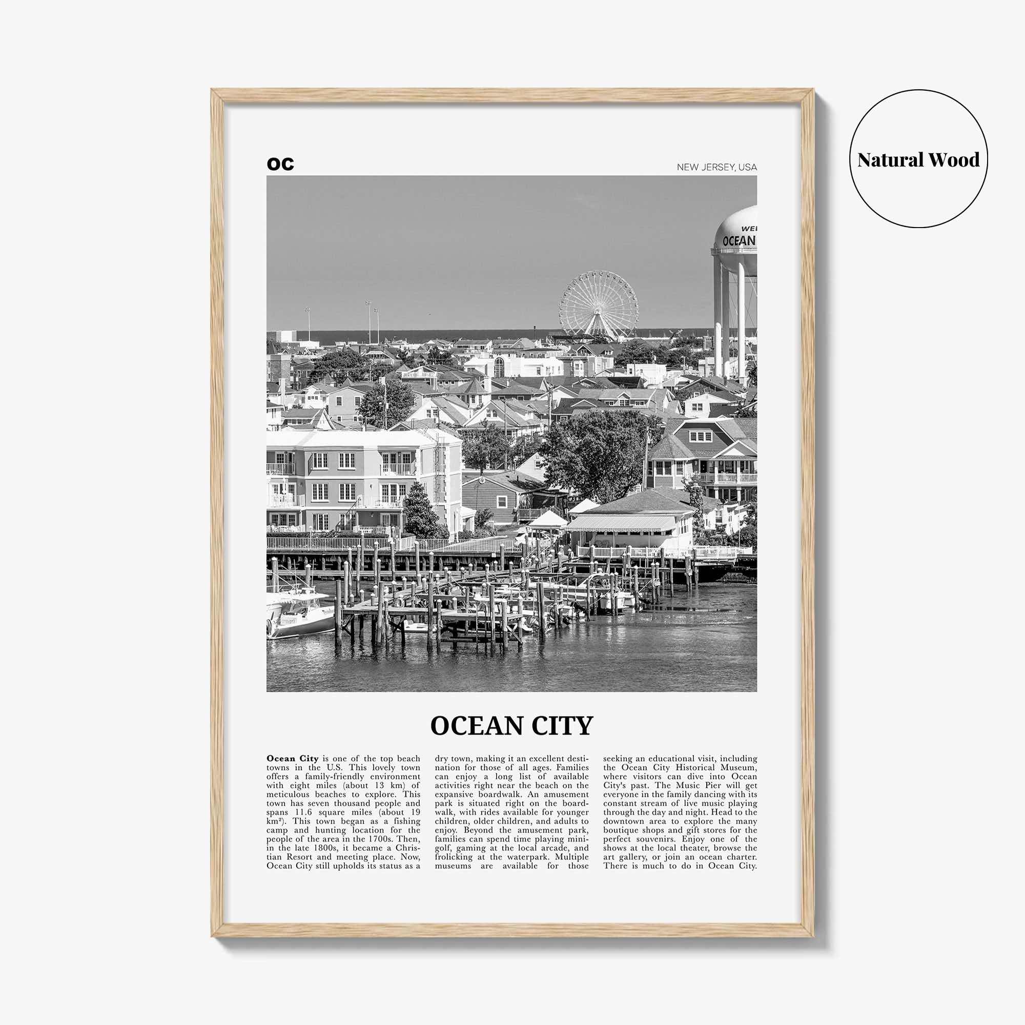Ocean City Print Black and White New Jersey No 1, Ocean City Wall Art, Ocean City Poster, Ocean City Photo, Ocean City Wall Décor, USA